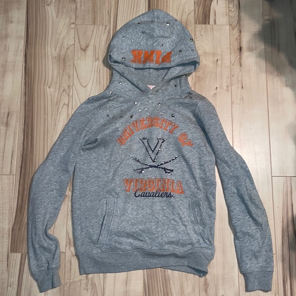 PINK Victoria's Secret Tops - PINK Gray University of Virginia Hooded Sweatshirt